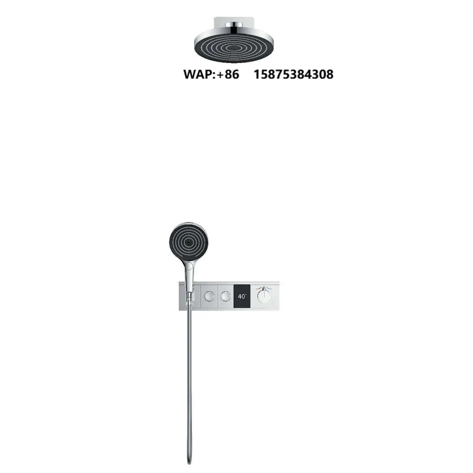 Luxury OKIE Hydro Shower Digital Display Dual Handle Wall Mount Overhead Handheld Shower Set Featuring Soft Jet Pause Apartment