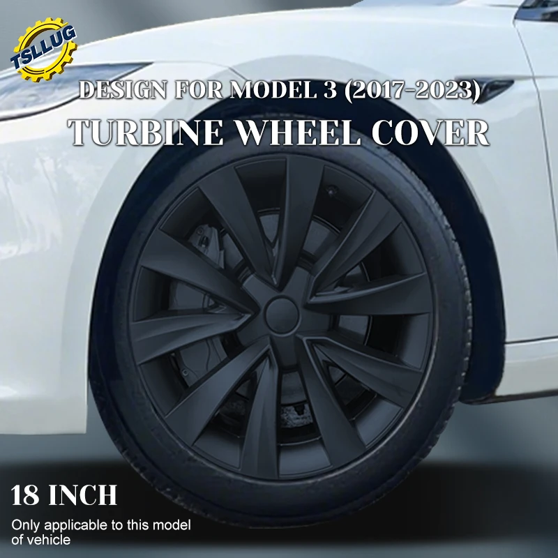 4PCS Untuk Tesla Model 3 2017-2023 Tutup Roda Model Turbin 18 Inci Pengganti Tutup Hub Mobil Aksesoris Mobil Full Rim