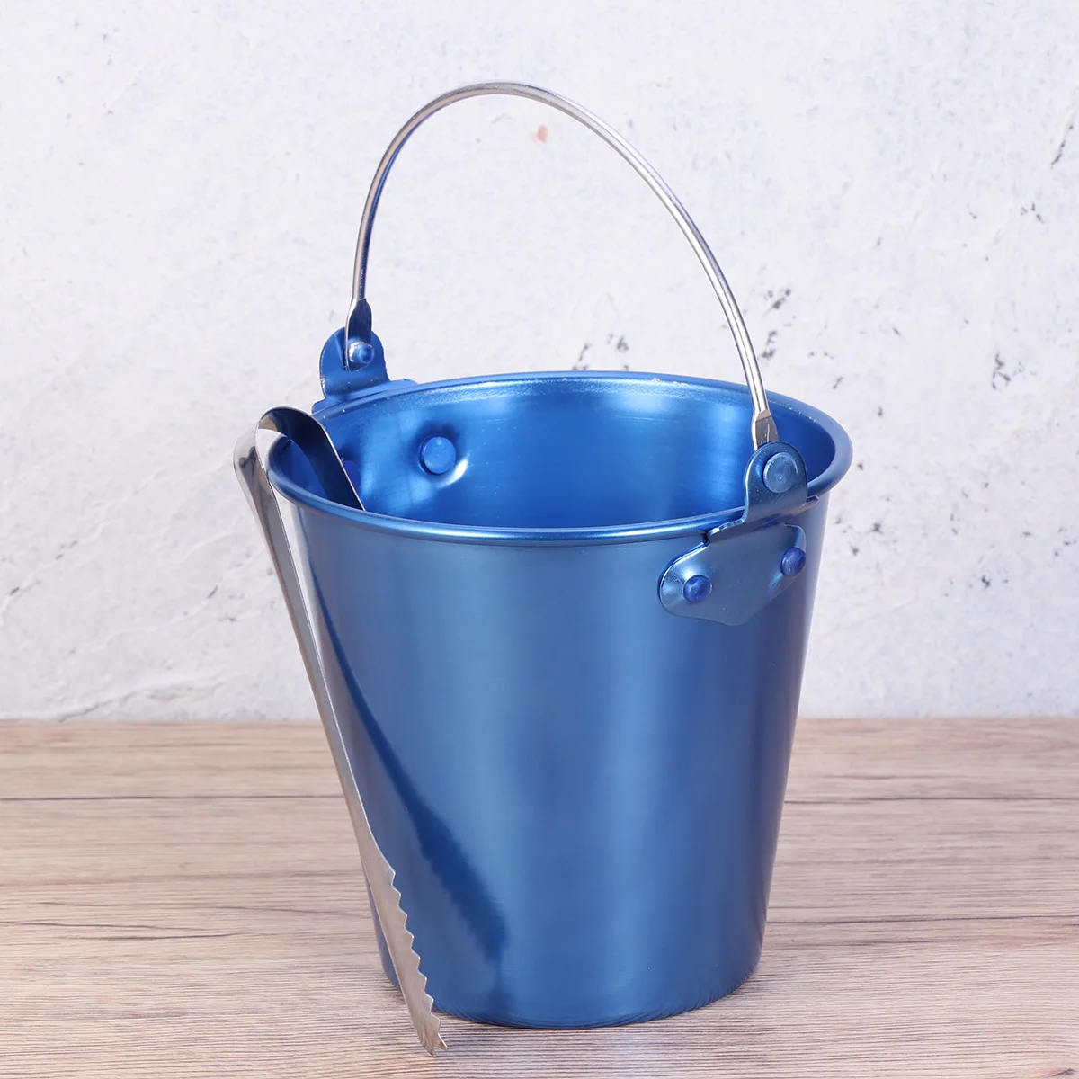 

Small Ice Pellet Bucket Blue Buckets Wine for Bar Garbage Can Cocktail and Tongs