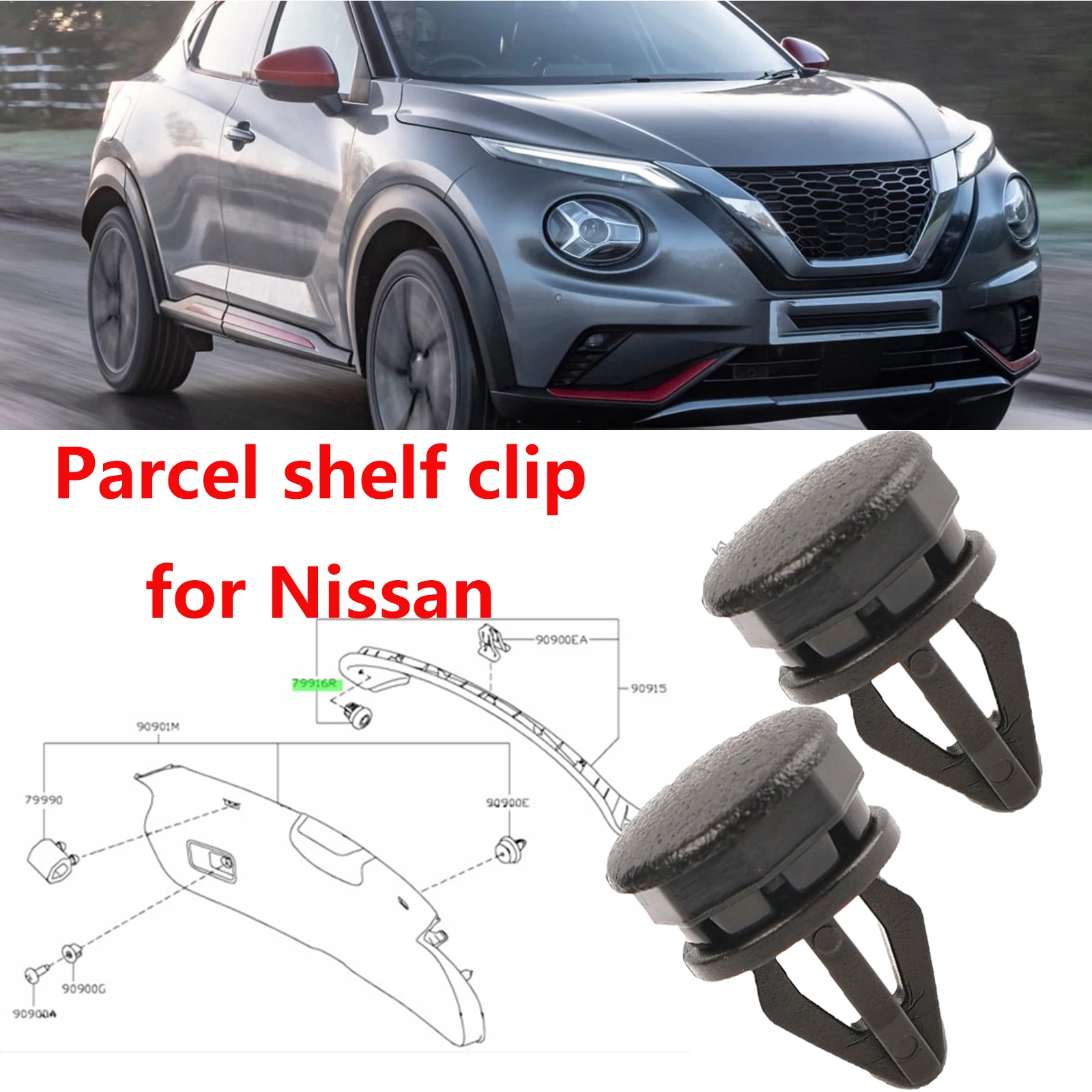 2x Appendiabiti per scaffali per pacchi Ripiani per bottoni Clip interna Staffa per bagagli Tronco Bootlid elementi di fissaggio per Nissan Juke