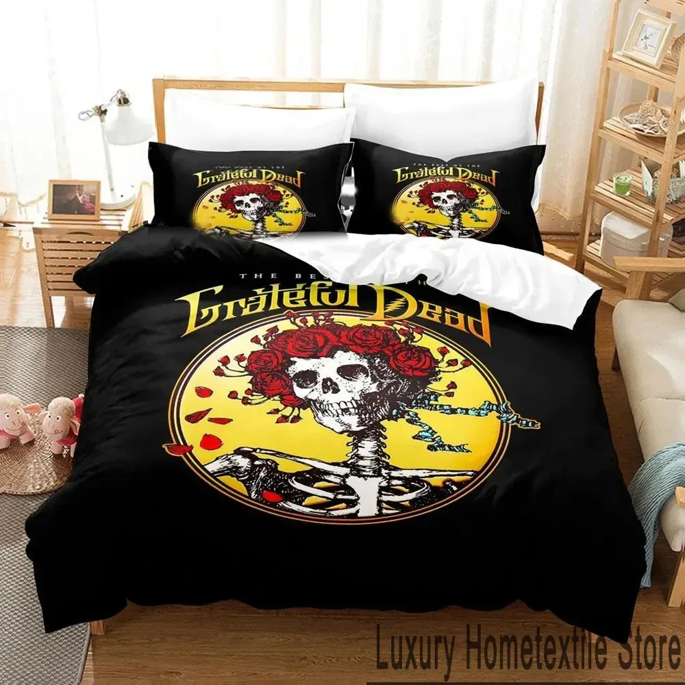 

3D Skull Grateful Dead Bedding Set Boys Girls Twin Queen King Size Duvet Cover Pillowcase Bed boys Adult Home Textileextile