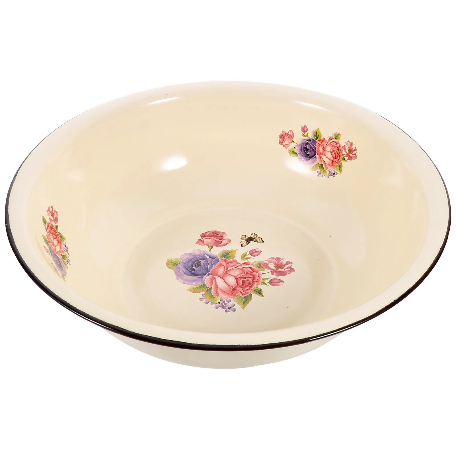 

1Pcs Enamel Basin Vintage Thickened Mixing Bowl Large Capacity Kitchen Washing Face Multifunctional Household Enamelware