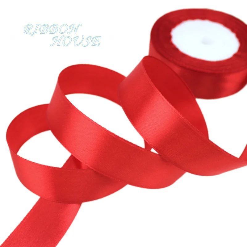 (25 yards/roll) Red Single Face Satin Ribbon Wholesale Gift Wrapping Christmas ribbons