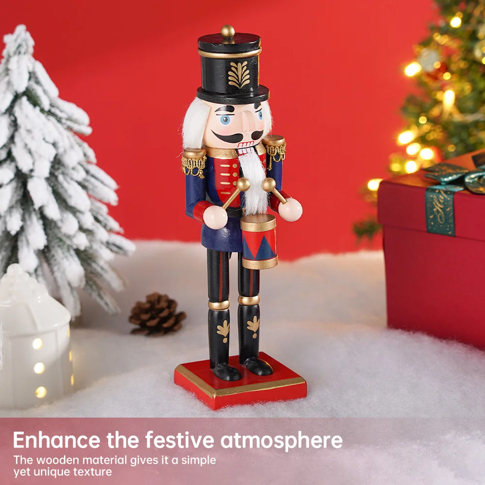 クリスマスの装飾のためのくるみ割り人形の木製フィギュア、青いフィギュア、家族のテーブルラックの装飾、パーティー、1個、25cm