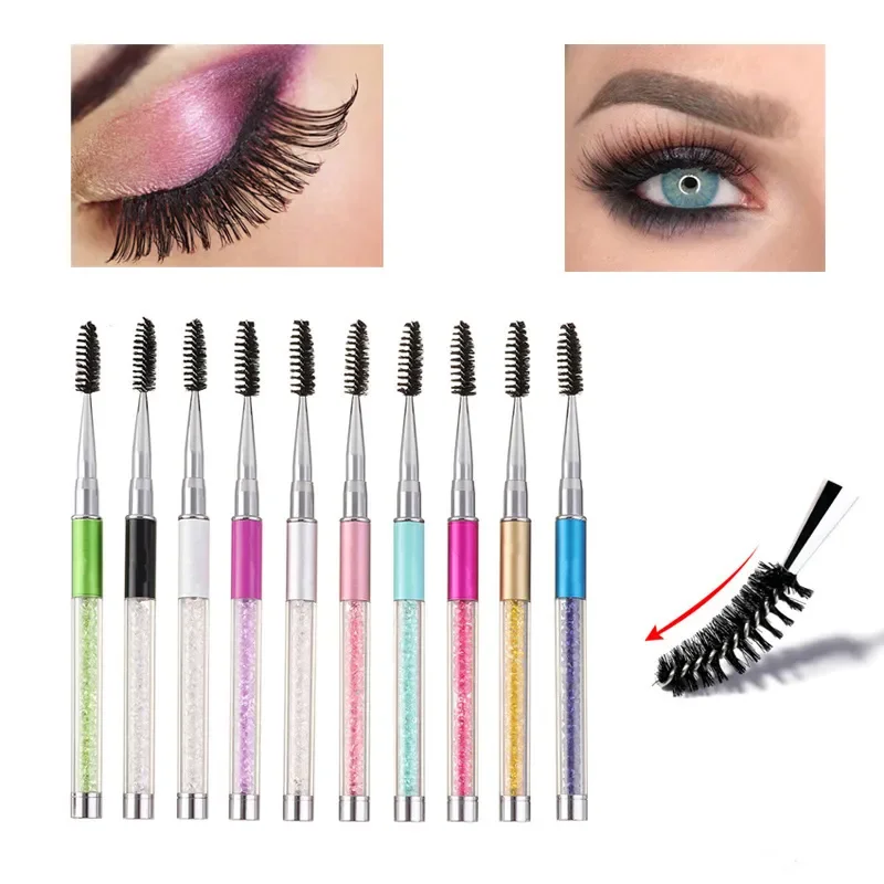 Rhinestone Handle Lash Brush Reusable Eyelash Brushes Mascara Applicator Wand Brushes Eyelash Extension Makeup Tool  Eyelashes