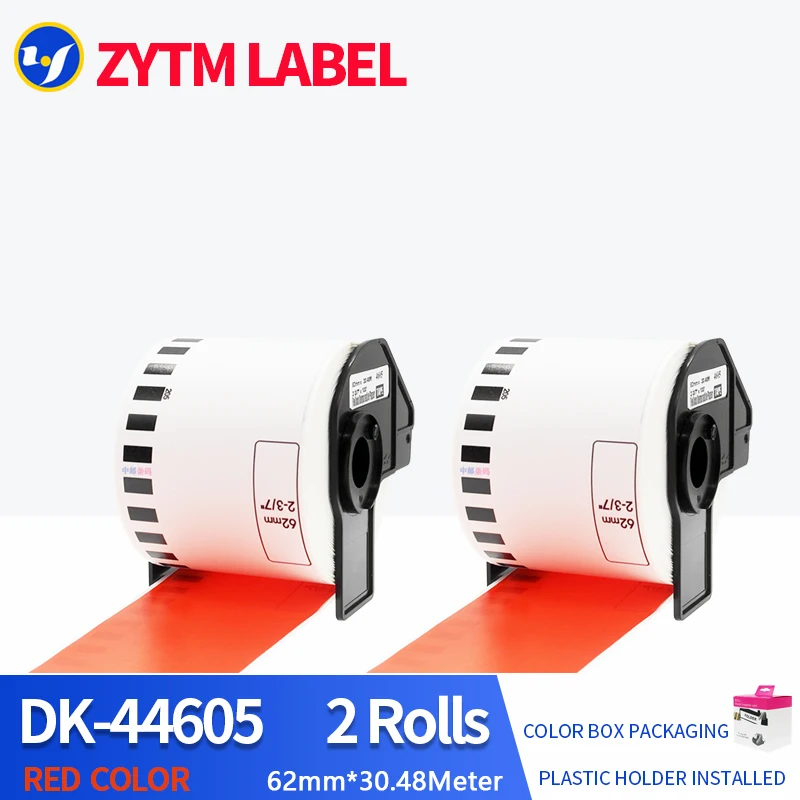 2 Rolls Compatible DK-22205 Label 62mm*30.48M Continuous For Brother QL-570/700/800/1060/1100 Printer All Include Plastic Holder