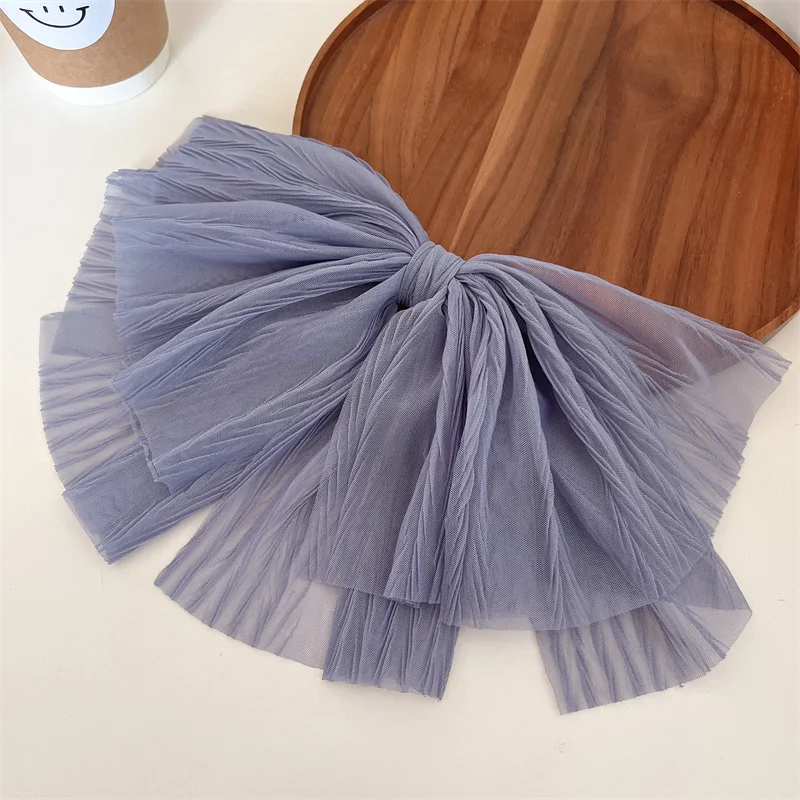 New Chiffon Ribbon Bow Hairclip Women Girls Barrettes White Black Silk Bowknot Hairpin Spring Clip Headwear Hair Accessories