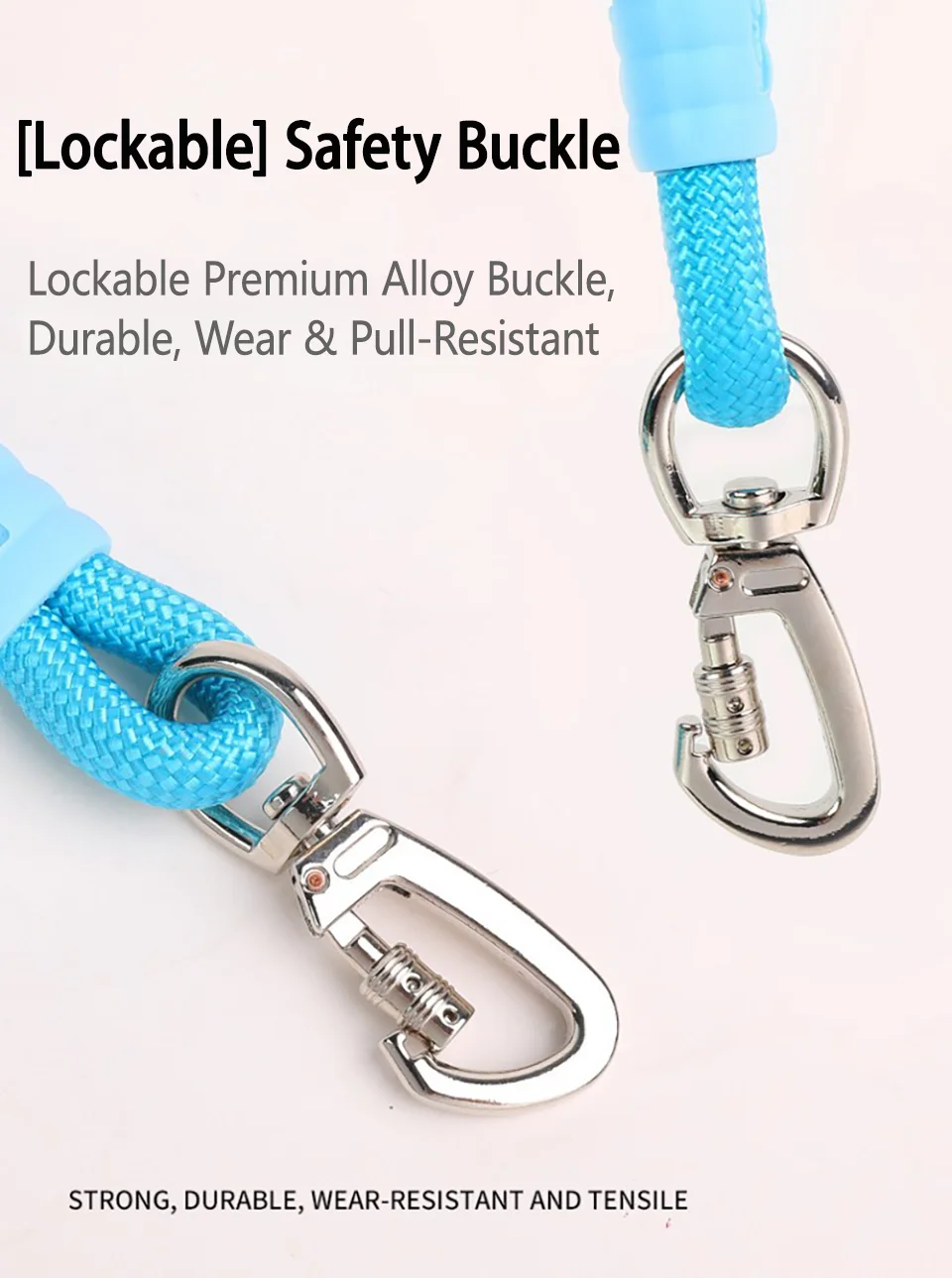 Doppelleinen-System Anti-Zug-Hundeleine, Stoßdämpfend & Würgfreier Griff, Crossbody/Taille Mehrfach-Tragemöglichkeiten, Weicher Komfortgriff, Sicherheit – Detail 9