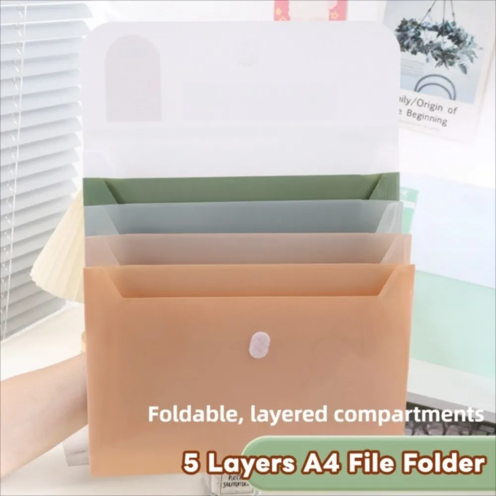 5 Layers A4 File Folder Storage Bag Large Capacity Waterproof Portable Documents Bag Thickened Protective Plastic File Organizer