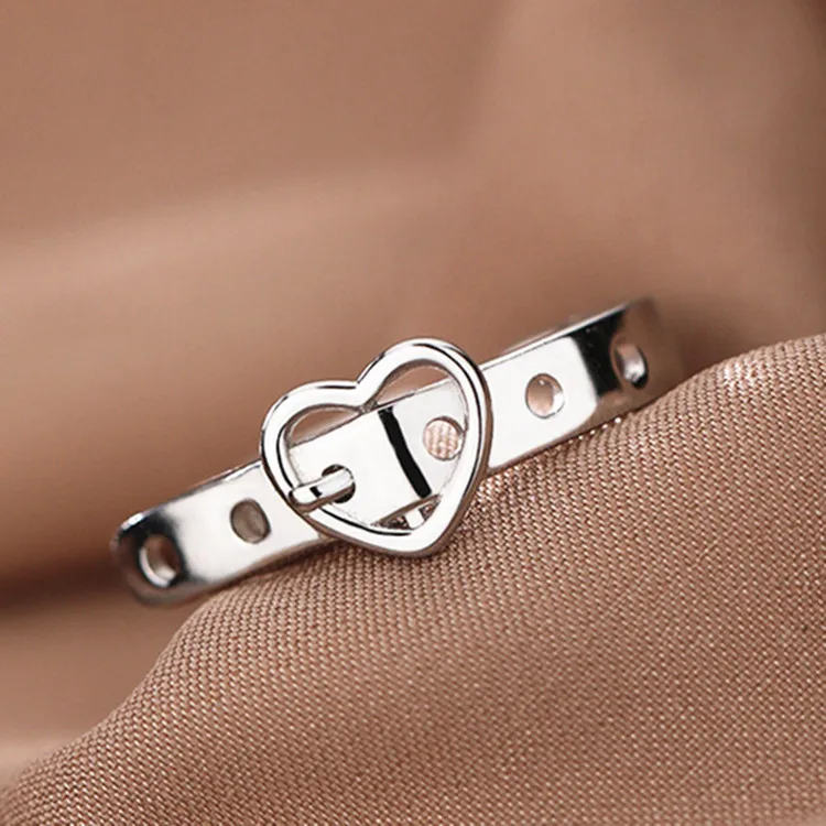 925 Sterling Silver Heart Belt ​Open Rings For Women Engagement Vintage Luxury Jewelry Accessories Jewellery Argent 925