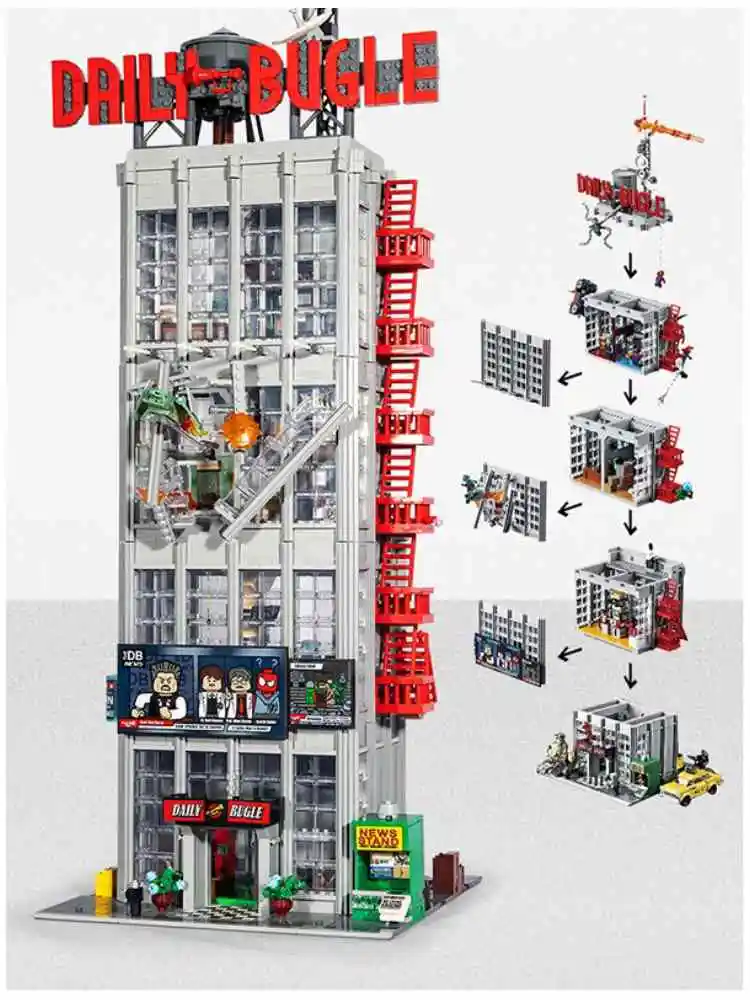 3772 Pcs The Daily Bugle Newspaper Office Building Compatible 76178 Building Blocks Anniversary Set For Children  Birthday Gift