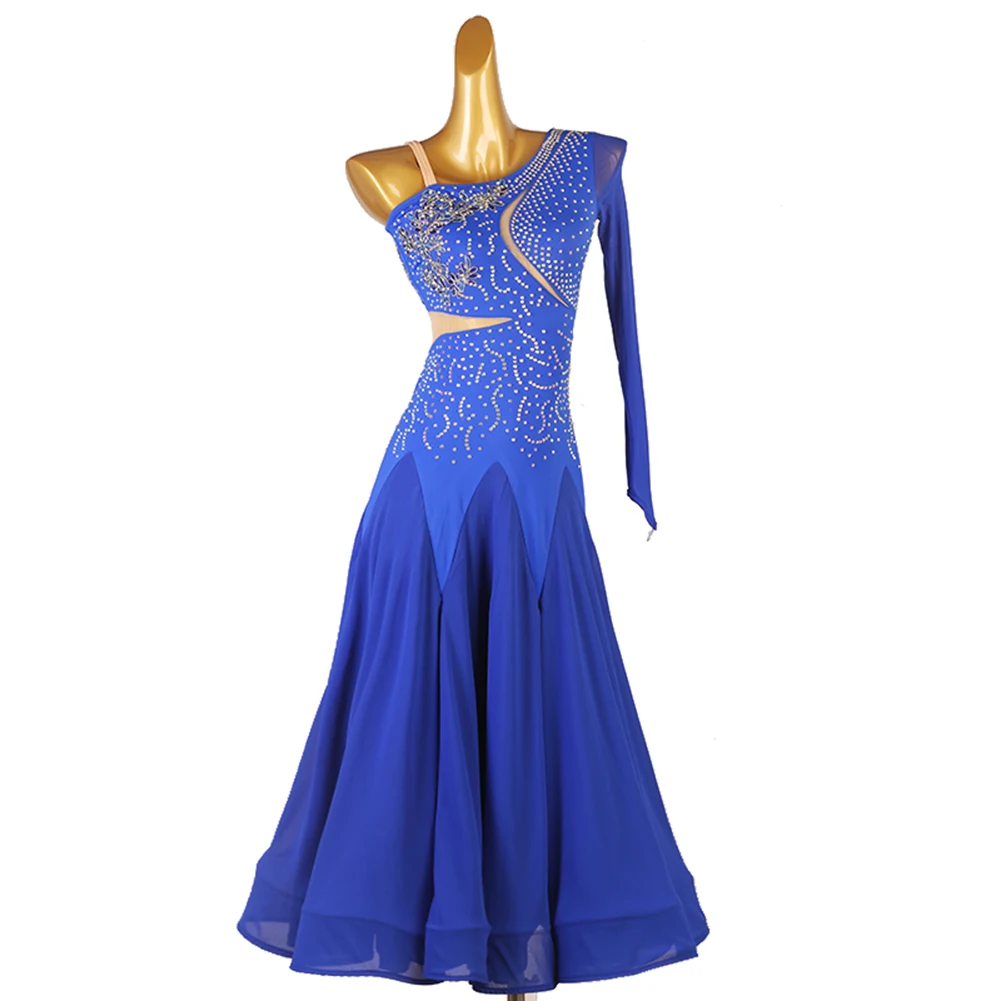 Fashion Single Sleeve Ballroom Dance Competition Dress Dancing Standard pratique Wear Women Slim Stage Performence Costume