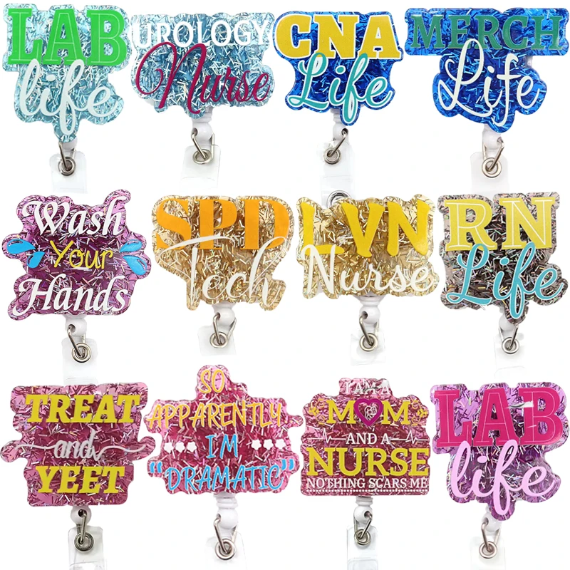 Medical Occupation Name Badge Holder Hospital RN CNA LAB Nurse Life Acrylic Badge Reel