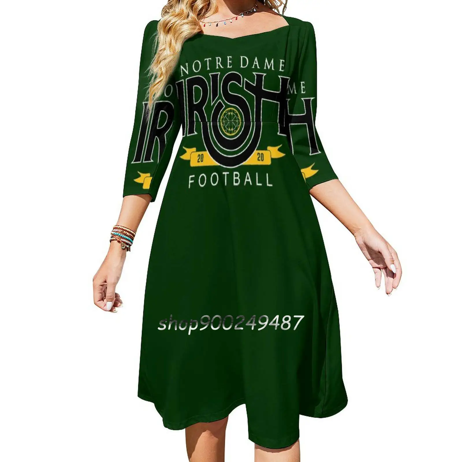 Notre Dame Irish Evening Party Dresses Midi Sexy Dress Female Sweet One Piece Dress Korean Notre Dame Irish Football Notre Dame