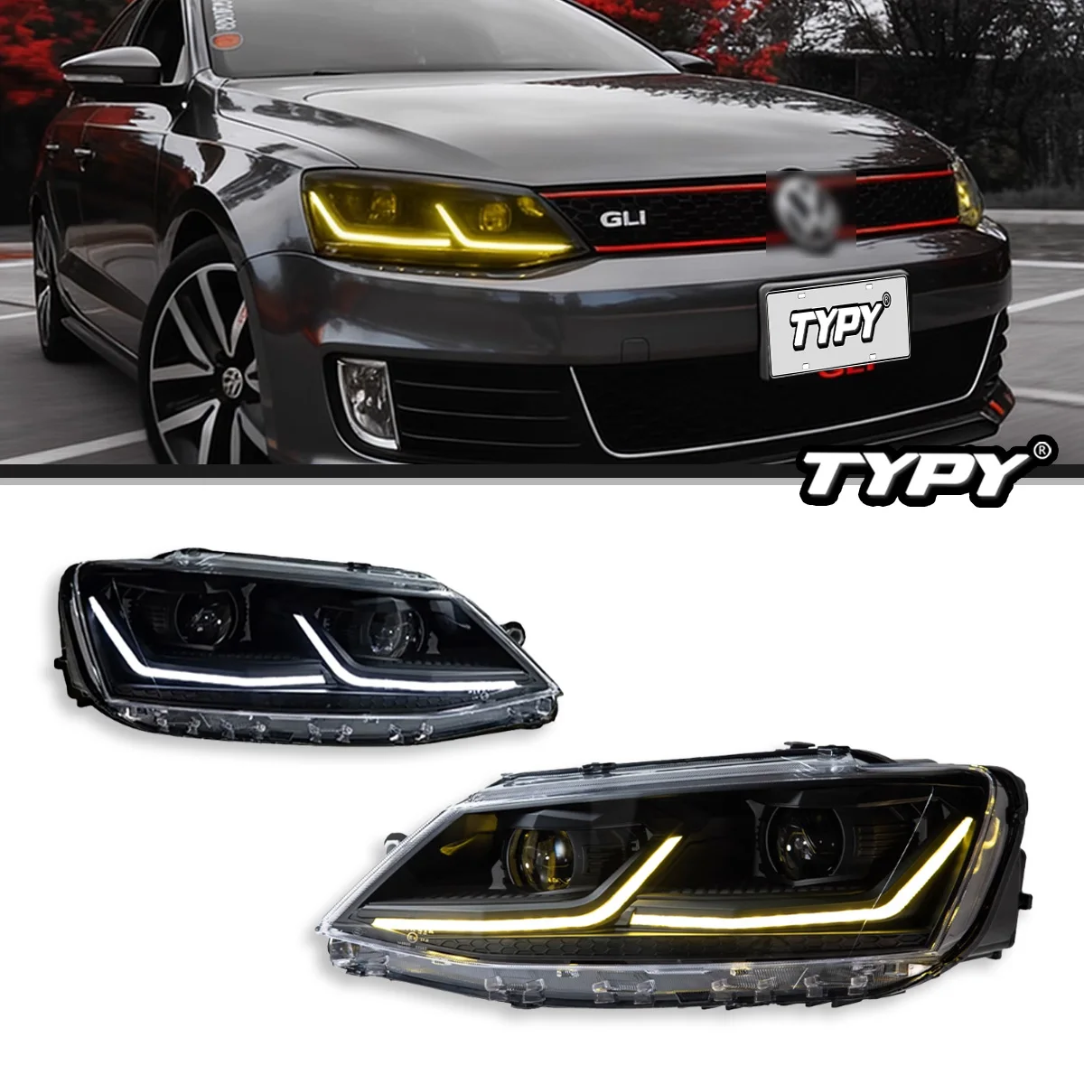 

Автомобильные фары TYPY для VW Jetta 2012-2018, обновленная фара, модифицированная для нового DRL, динамический указатель поворота, светодиодная фара, автоаксессуары