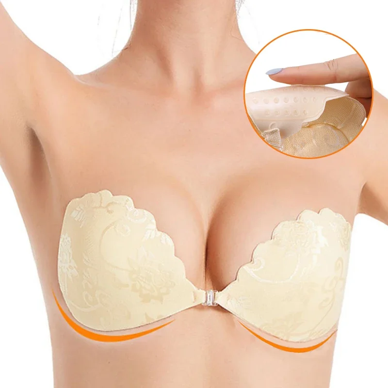 Reusable Silicone Bust Nipple Cover Pasties Stickers Lace Breast Self Adhesive Invisible Bra Lift Tape Push Up Strapless Bra