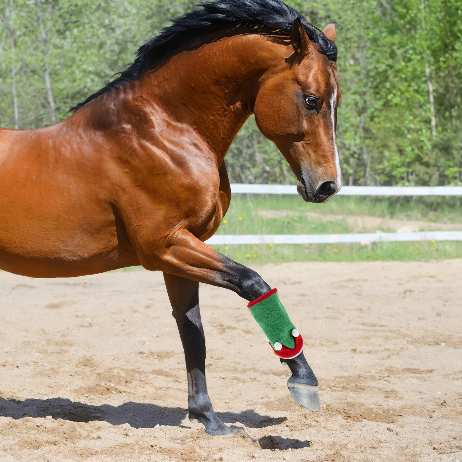 1set-holiday-horse-costume-hat-leg-wraps-breathable-design-christmas-parade-accessory-horse-bonnet-artificial-outdoor-garland