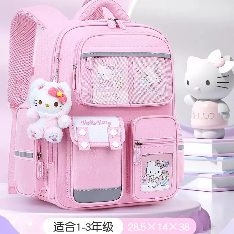 Sanrio Schoolbag Primary School Girls Kuromi Children Burden Reduction Nylon Waterproof Backpack kawaii school backpack