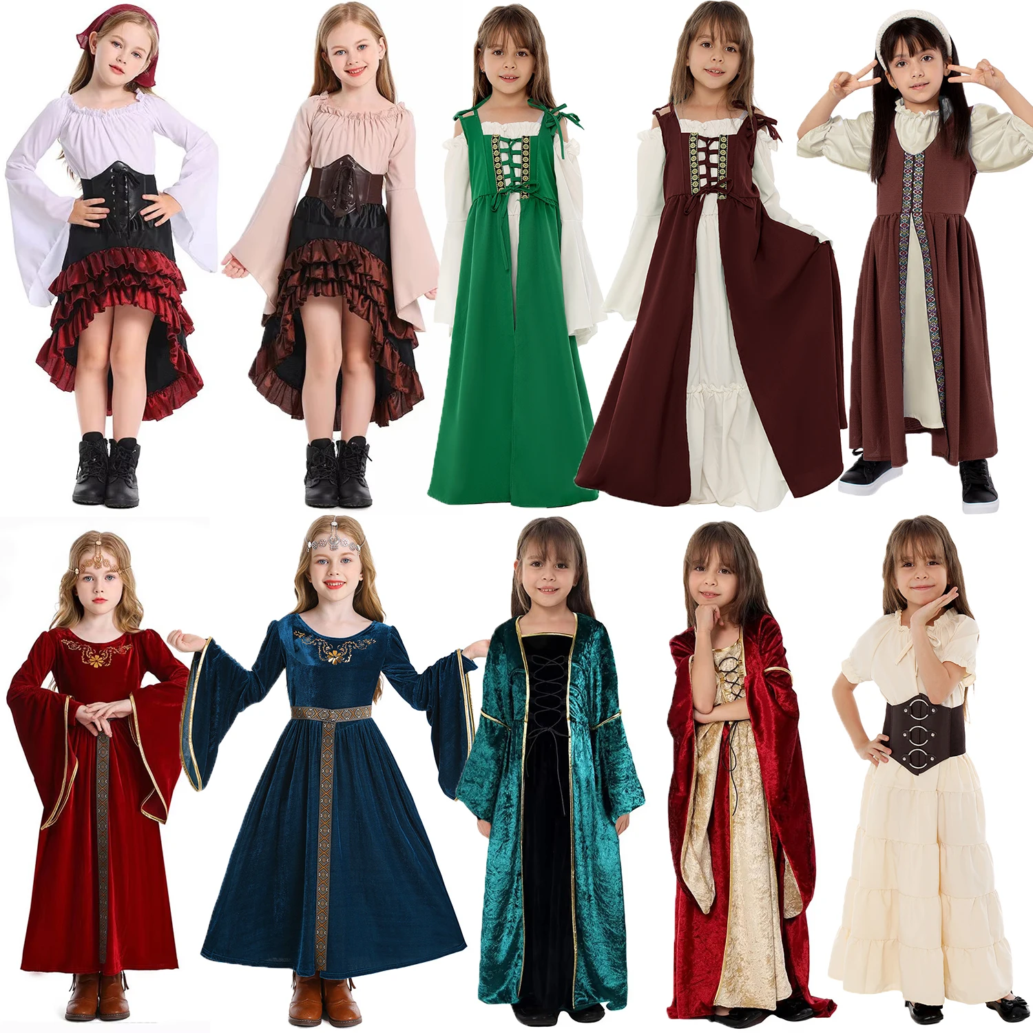 

Umorden Renaissance Medieval Girl Costume Dress for Girls Children Teens