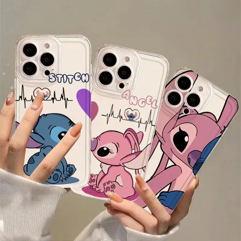 Funda de teléfono Stitch Angel pareja para Xiaomi Redmi Note 14 13 12 11 Pro Plus 11S 12S 10 10S Turbo 4 POCO X6 X7 Pro 14C 13C