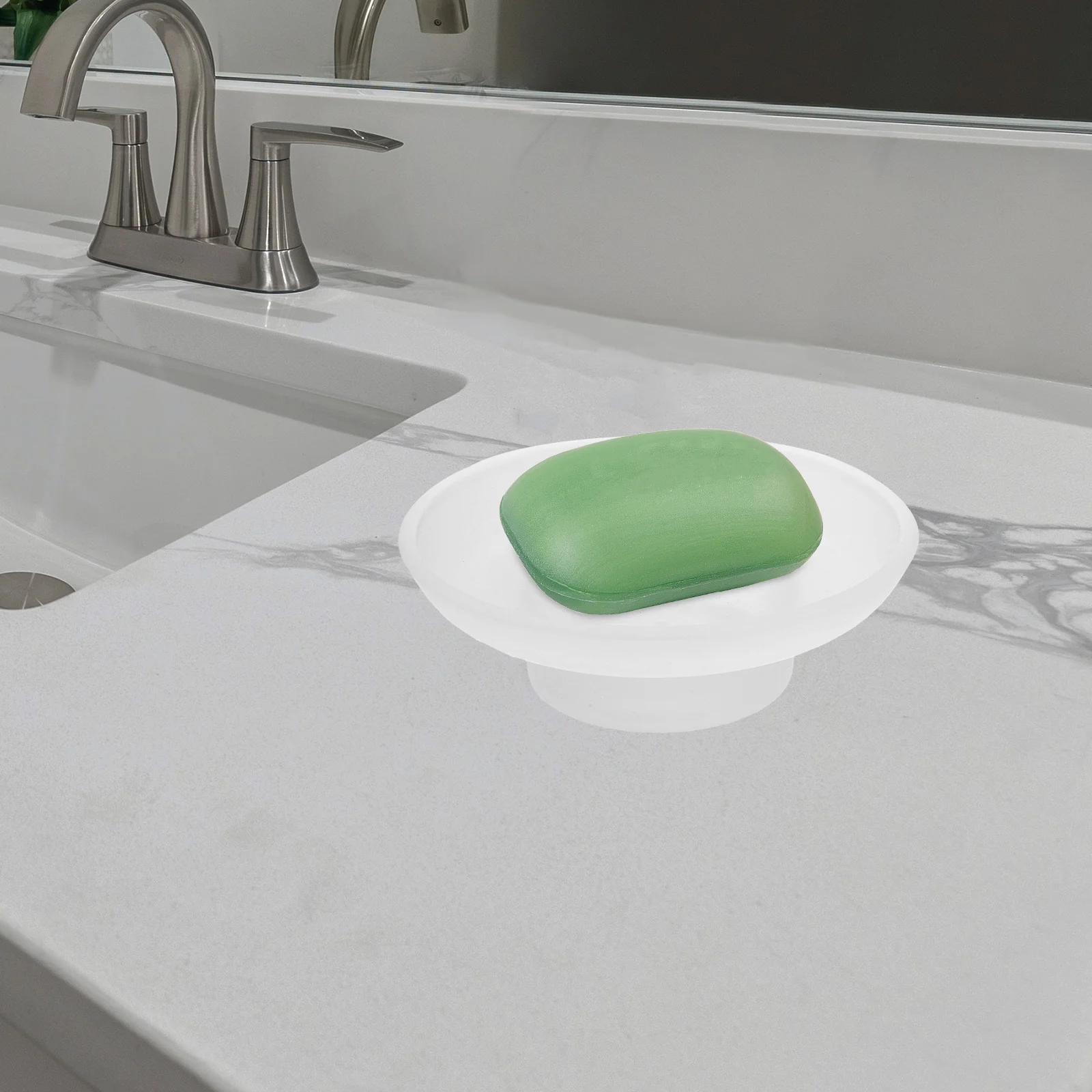 

2Pcs Glass Soap Tray Transparent Self Draining Soap Holder Bathroom Shower Counter Ring Holder Dish Wax Warmer Replacement Dish