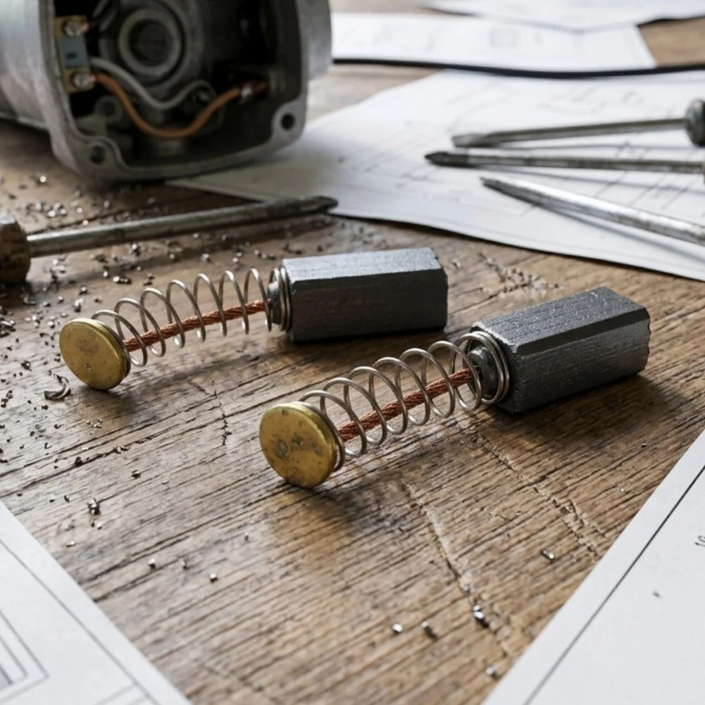 Carbon Brush Set 5x5x11mm for Use with Electric Grinders Rotary Tools and Motor Assemblies Requiring Brush Replacement