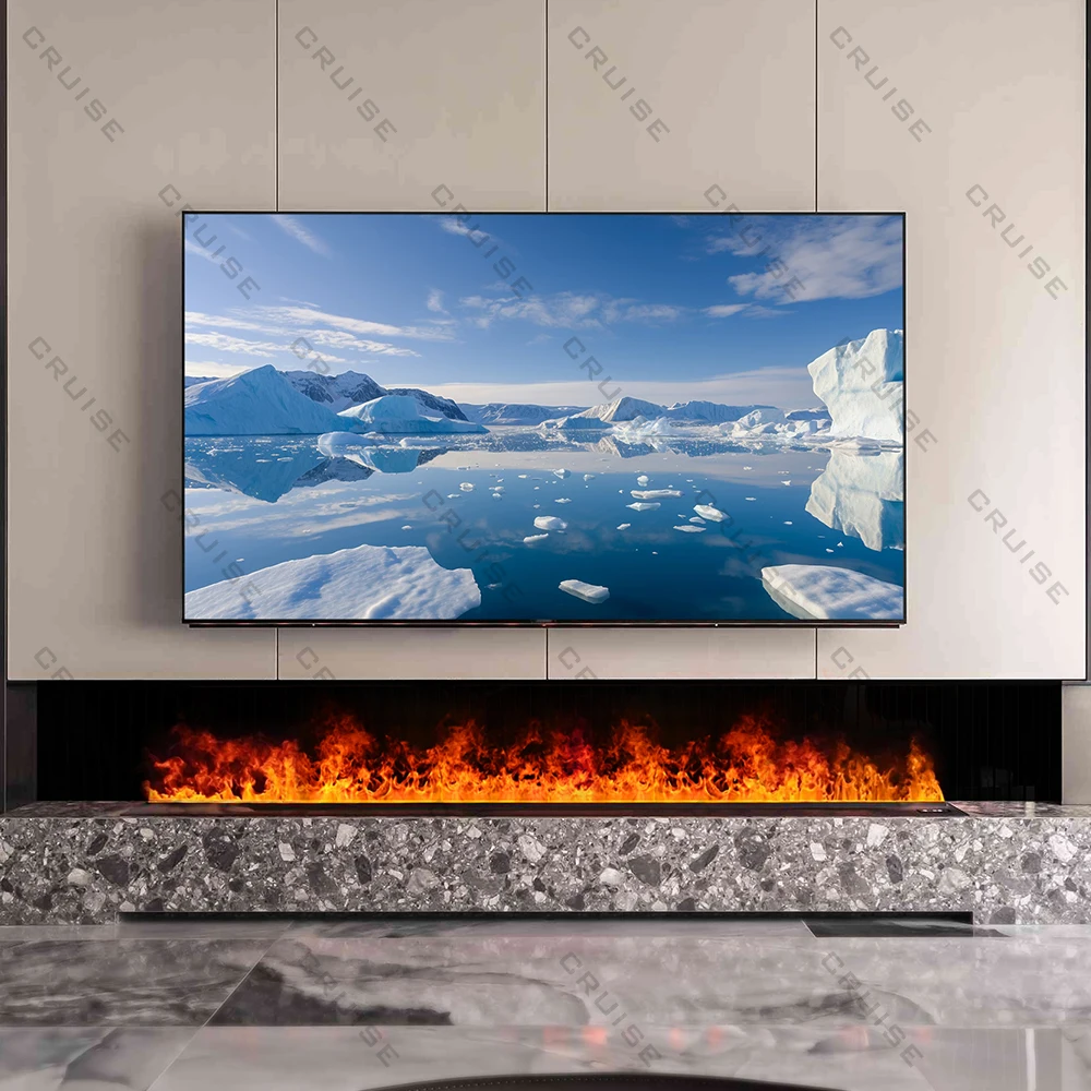 

Электрический камин с круиз-контролем, 2400 мм, 3D-эффект водяного пара, полихромное пламя, атомизация, встроенный, для дома