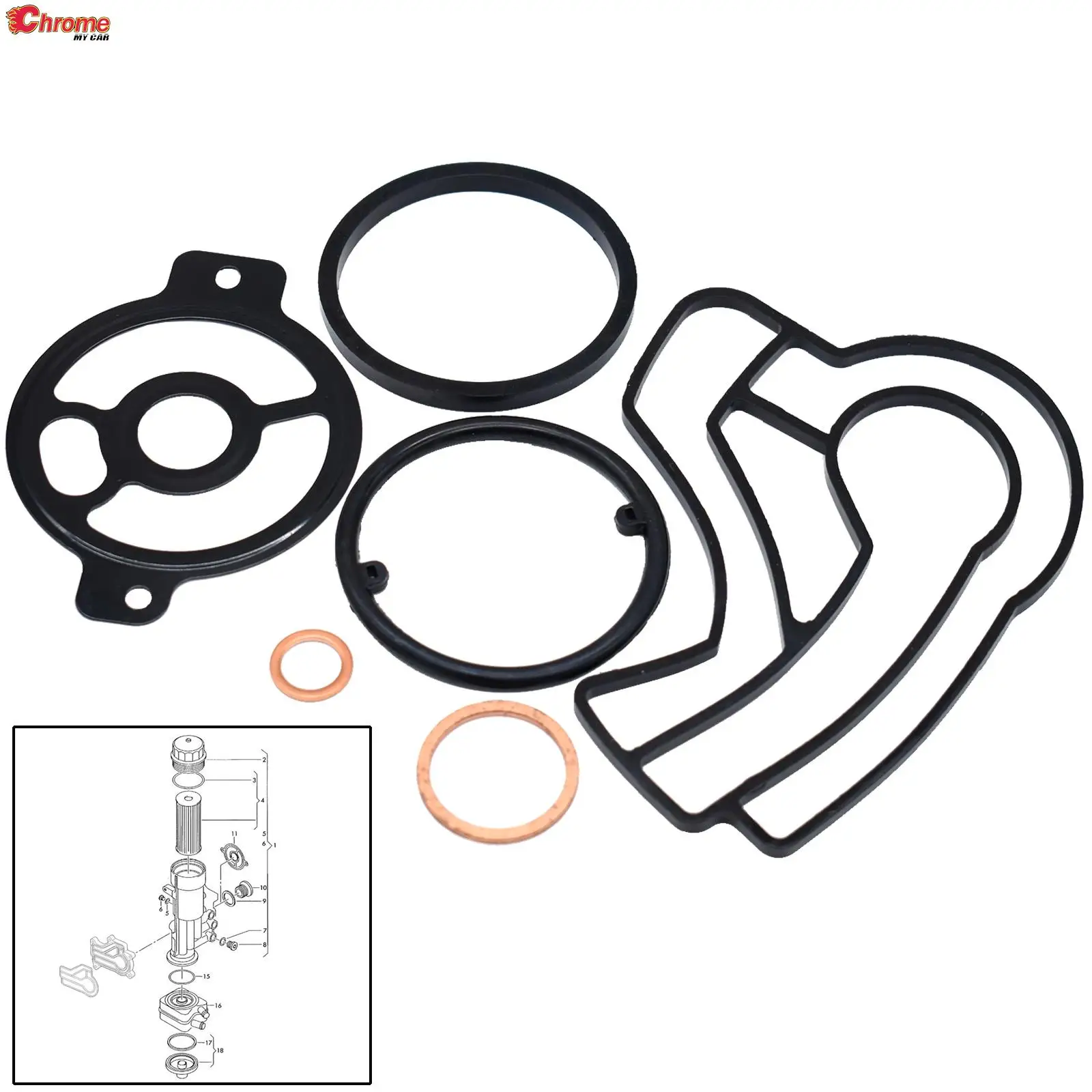 Car Engine Oil Cooler Filter Housing Seal Gasket Repair kit For VW Crafter 30-35 2009 2010 2011 2012 2013 2014 2015 2016 2.5 TDI