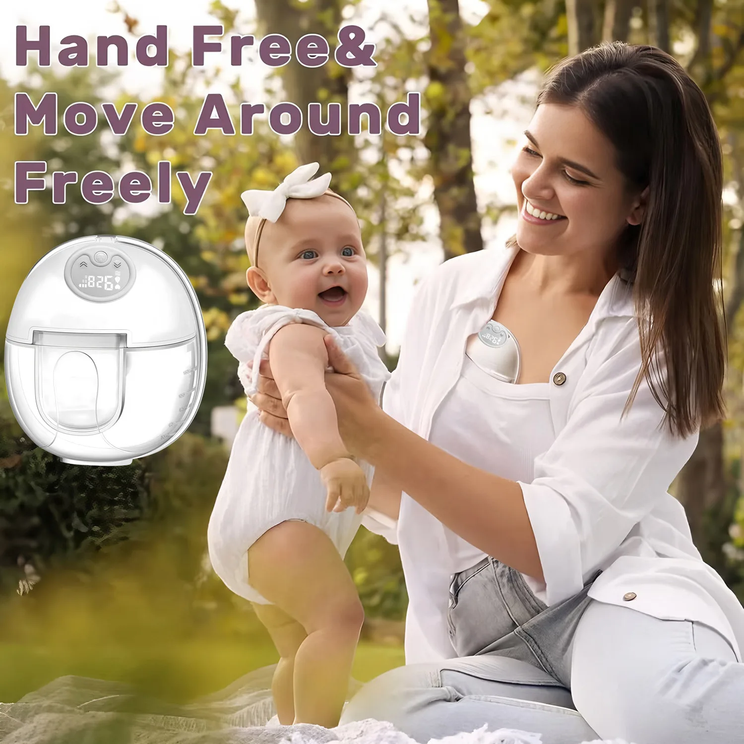 Electric Breast Milk Pumping Machine Handsfree BPA Free Low Noise 3 Mode 9Levels Intelligent Sucking Milk Wearable Breast Pump