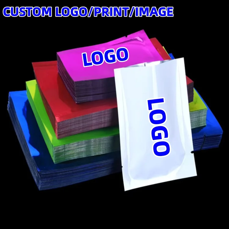

200PCS Open Top Glossy Aluminum Foil Packaging Bag Heat Sealing Tea Biscuit Bakery Beaf Meat Snack Chocolate Soap Salt Pouches