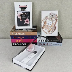 Fashion Perfume Girl Luxury Decoration Books Storage Box Home Living Room Coffee Table Decoration Prop Books Designer Fake Books