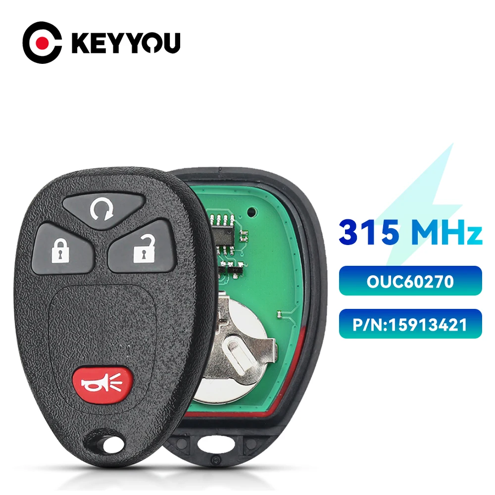 KEYYOU 315Mhz Car Key Fob For Chevrolet Express Silverado 1500 2500 3500 Suburban Tahoe Traverse For GMC Acadia Yukon OUC60270