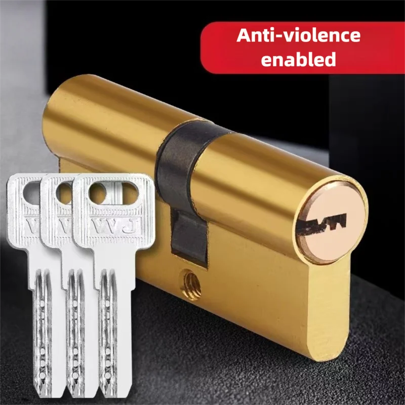 

Door Cylinder Biased Lock 65 70 80 90 100mm Cylinder AB Key Anti-Theft Entrance Brass Door Lock Lengthened Core Extended Keys