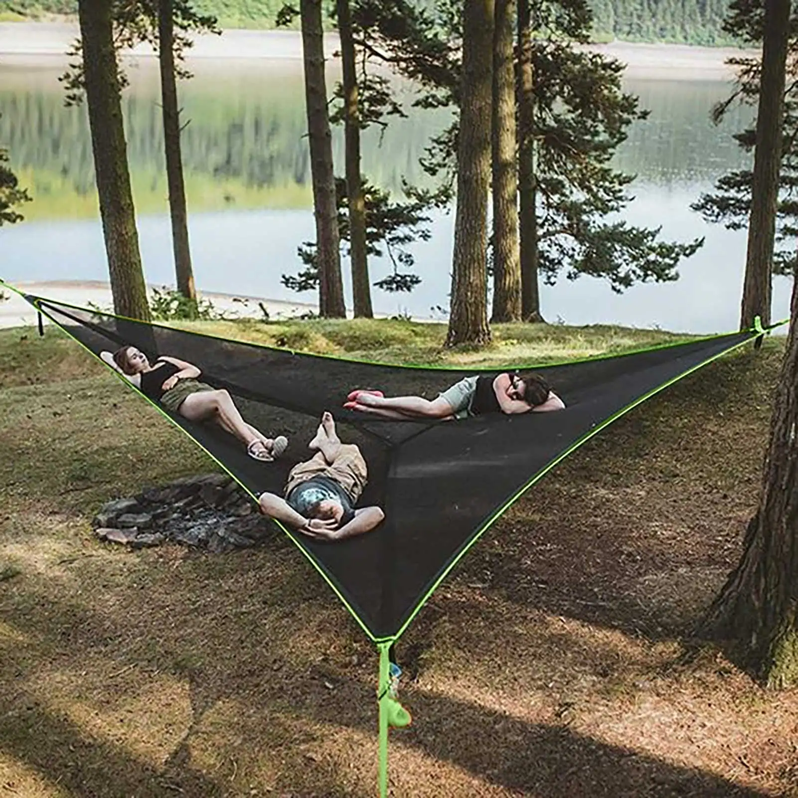 E2 Camping Hammock Portable Tourist Tent Multi-Person Triangular Hammock Summer Camping Garden Swing Bed Outdoor Terrace Tent