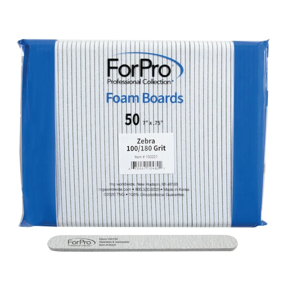 

Пилка для ногтей из пеноматериала с зебровым рисунком, зернистость 100/180, двусторонняя, 7 дюймов в длину x 0,75 дюйма в ширину, 50 штук в упаковке