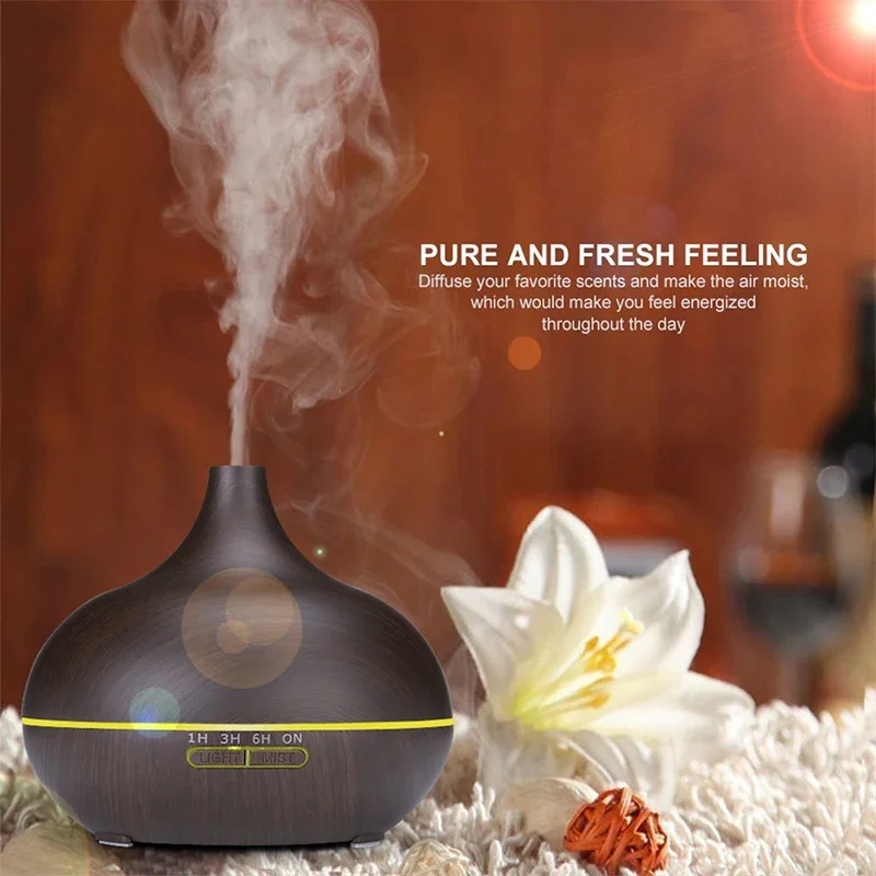 

400 ML ultrasonic humidifier usb aroma diffuser air essential oil atomizer wood grain humidifier seven color LED lamp home