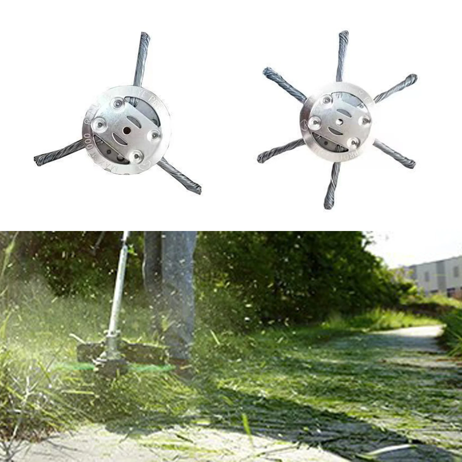 6inch Steel Wire Wheel Head Grass Trimmer Head Universal Weed Brush Fit Straight Shaft Brushcutter Removal Moss Rust