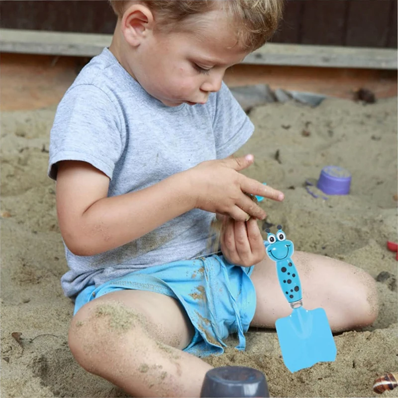 3 szt. Zabawa na świeżym powietrzu narzędzia do kopania ogrodu zabawki plażowe dostarcza garnitur dla dzieci wielofunkcyjna żelazna łopata do piasku