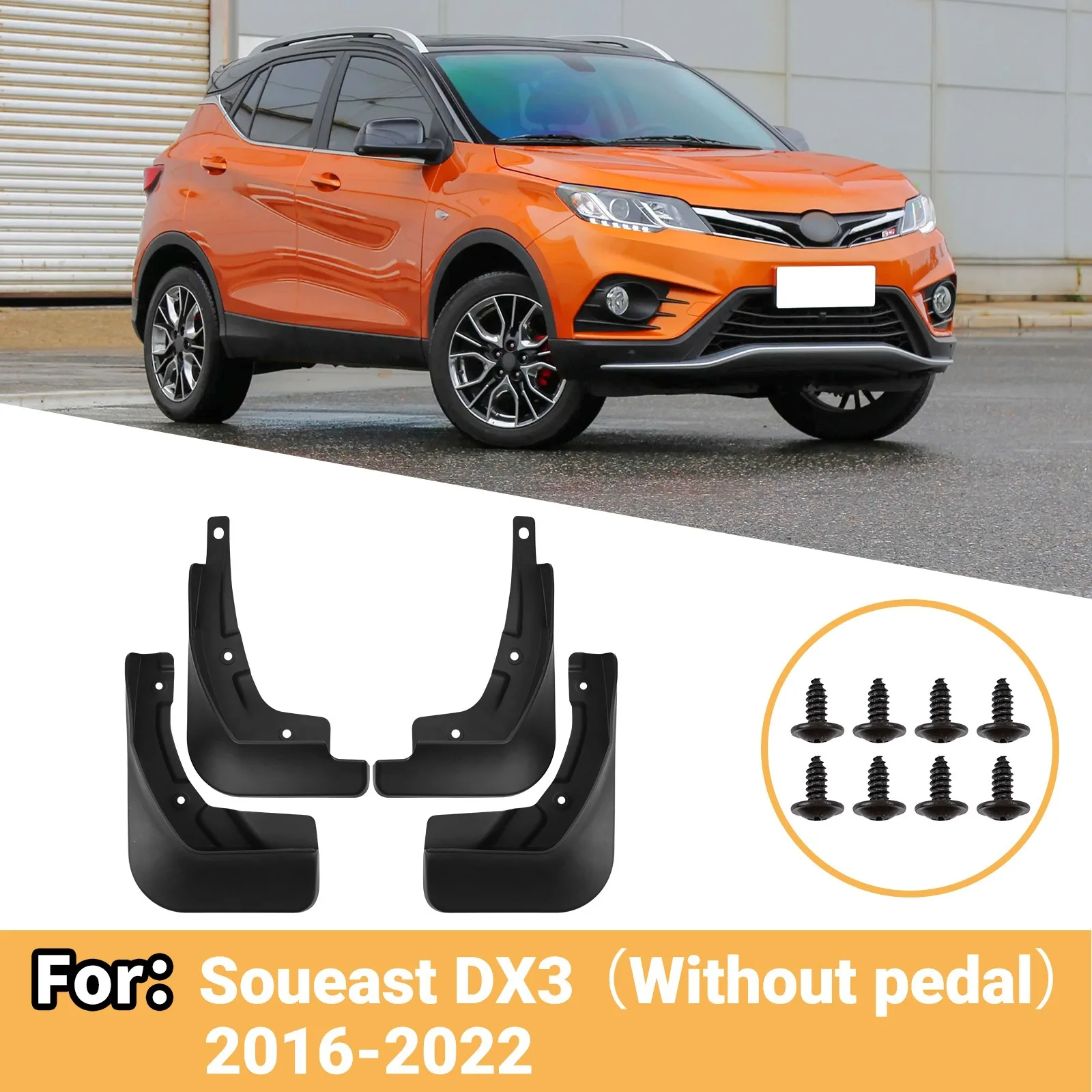 For Soueast DX3 2016-2022 Without Side Steps Mud Flaps 4Pcs Front Rear Mudguards Splash Guards Car Exterior Accessories