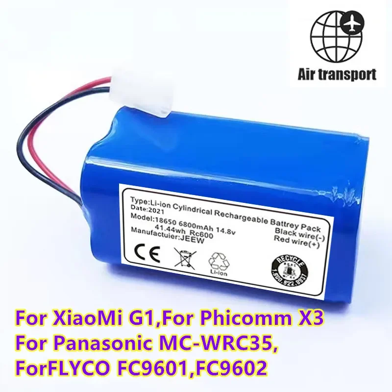 

14.8V 6800mAh Vacuum Battery for XiaoMi G1, For Panasonic MC-WRC53, For Phicomm X3, For FLYCO FC9601, FC9602 5.0