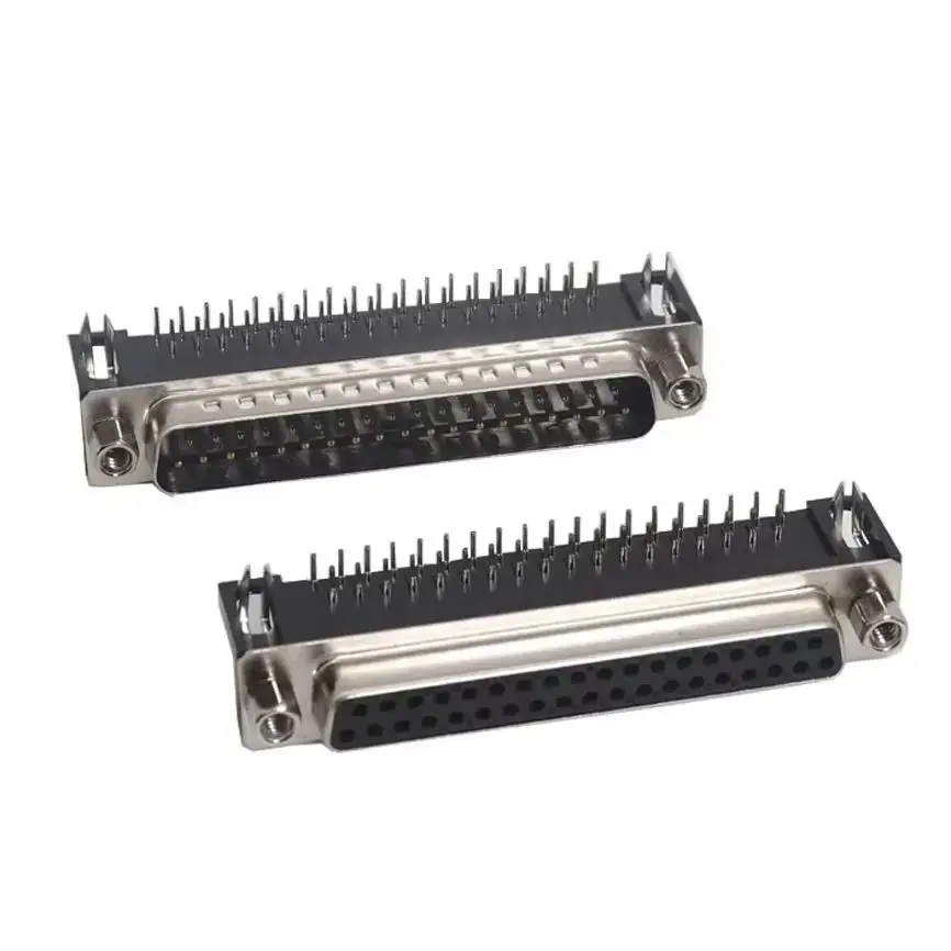 【5-1PCS】Sample Male/Female DB37 DR37 D-sub Right Angle PCB Mount Double Row Pins Electrical Connector Socket With Screw Nuts