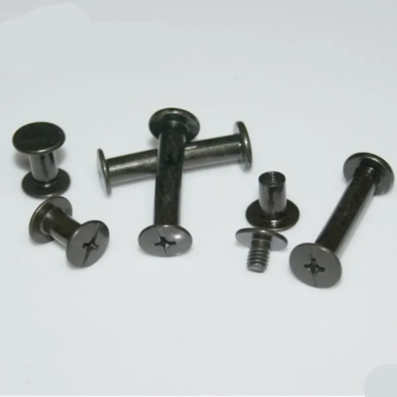 20sets D5(M4)x4/5/6/8/10/12/15/20 Black and bronze Metal Chicago Screw  Studs Snap Rivet For Photo Album Butt account book screw