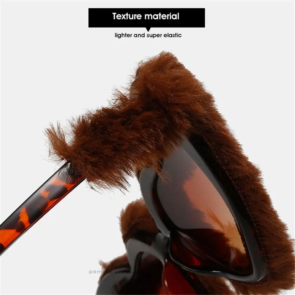 레트로 클로우트 고글 러브 하트 선글라스, UV400 보호 플러시 장식 선글라스, 하트 모양 선글라스, 여성용 그늘