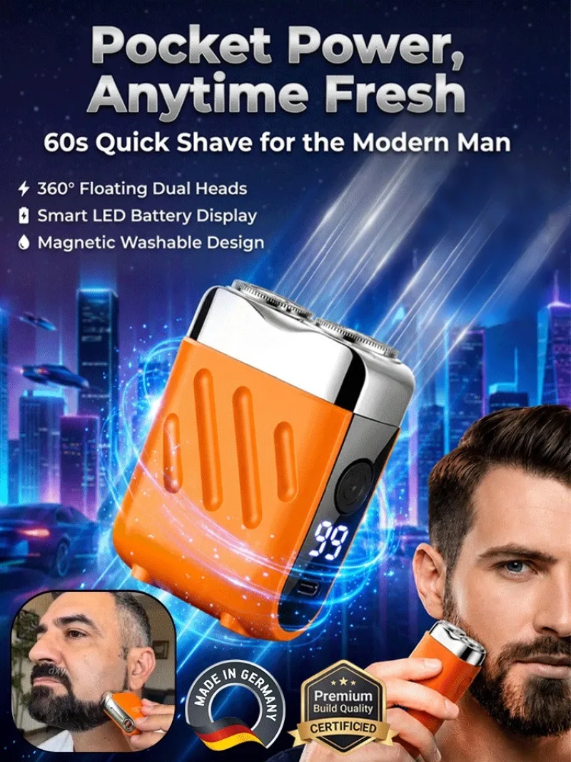 Double‑Head Portable Electric Shaver for Men High‑Efficiency Compact Travel Razor Fashion Mini Grooming Device Daily Business