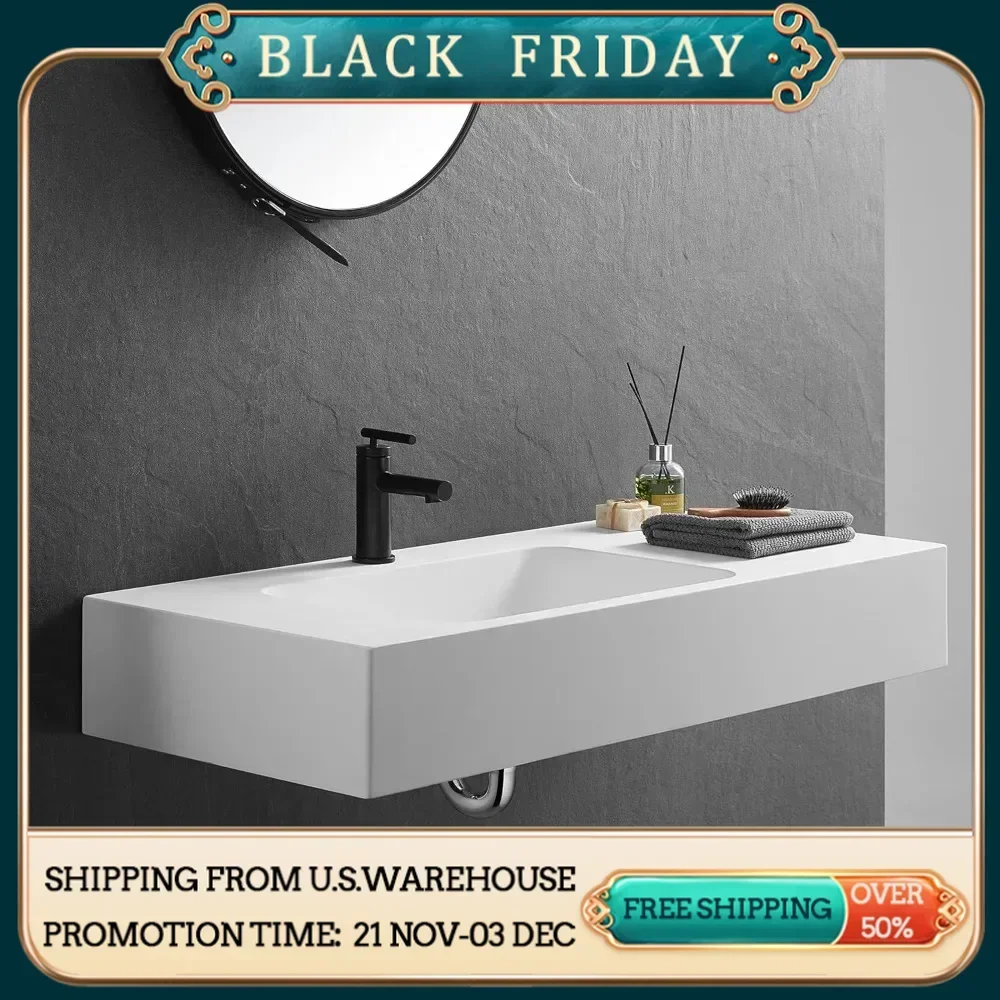 Bathroom Sink, Wall-Mount or On Countertop, 40