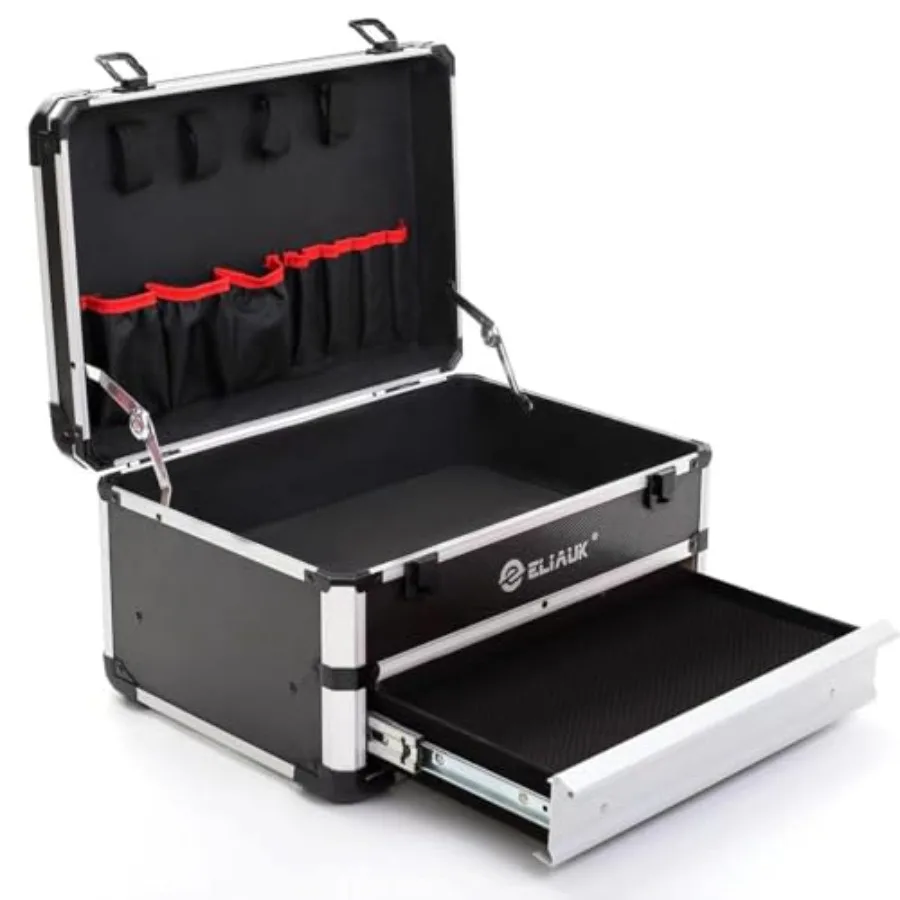 

ELIAUK Tool Box Hard Case Tool Organizer Storage Cabinet Carry Case Tool box with Drawers Silver