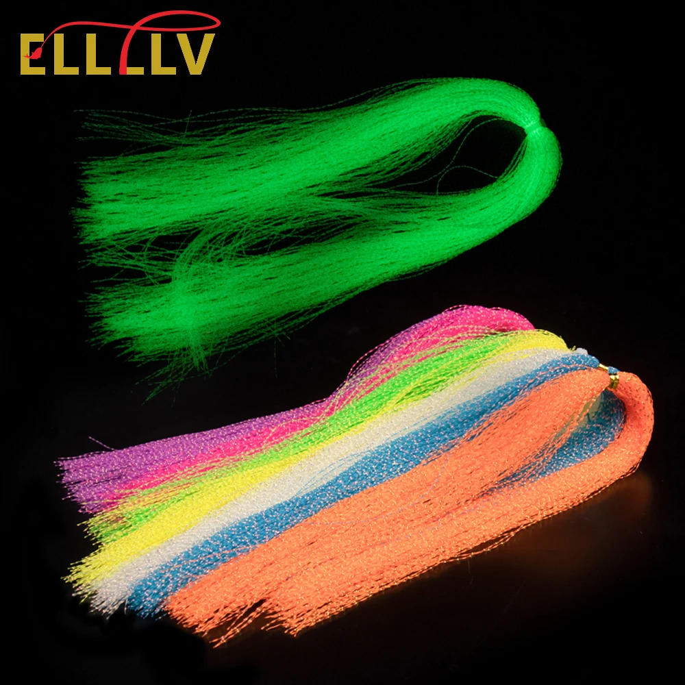 Elllv Luminous Holographic Flashabou Colorful Sea Jigging Lure Making Material Fly Fishing Tying Crystal Flash Tinsel