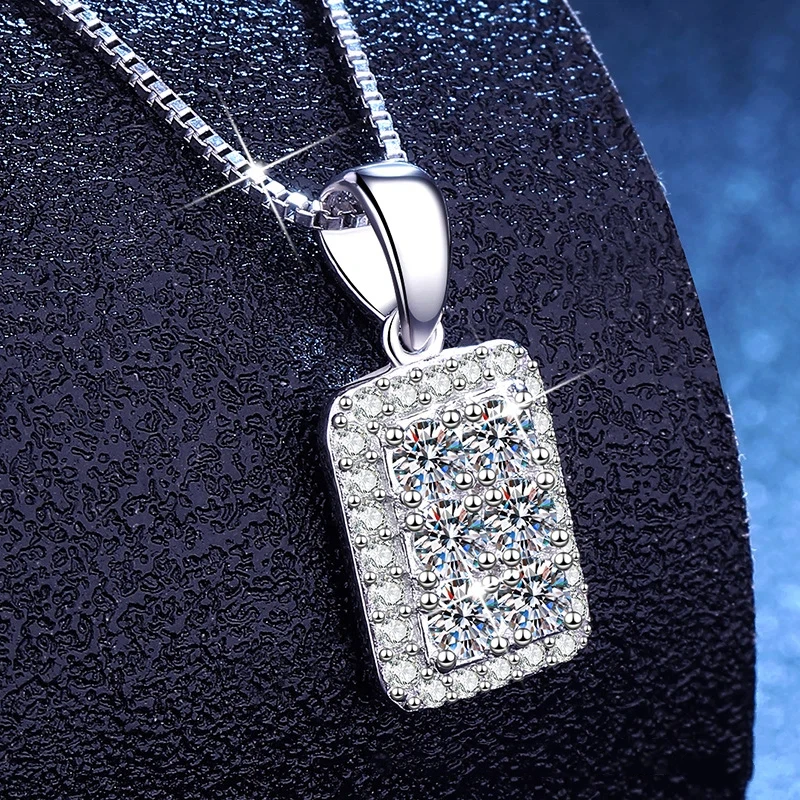 

100% 18K Real Platinum PT950 moissanite necklace full of diamonds sparkling simple light luxury pendant clavicle chain