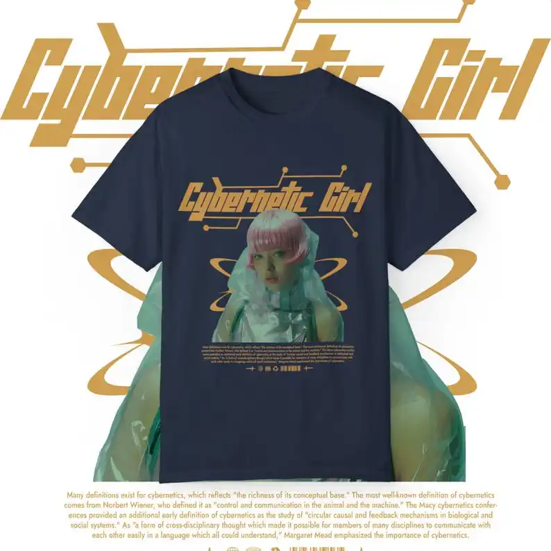 Cybernetic Girl Y2k Streetwear Tshirt Street Style Tee Japanese Streetwear tshirt Y2k Clothes Graphic shirt Gift Idea Unisex Com