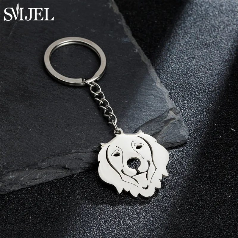 Cute Shepherd Dog Keychain Fashion Stainless Steel Animal Keyring Ornament Poodle Key Chain Ring Backpack Pendant Girl Toys Gift